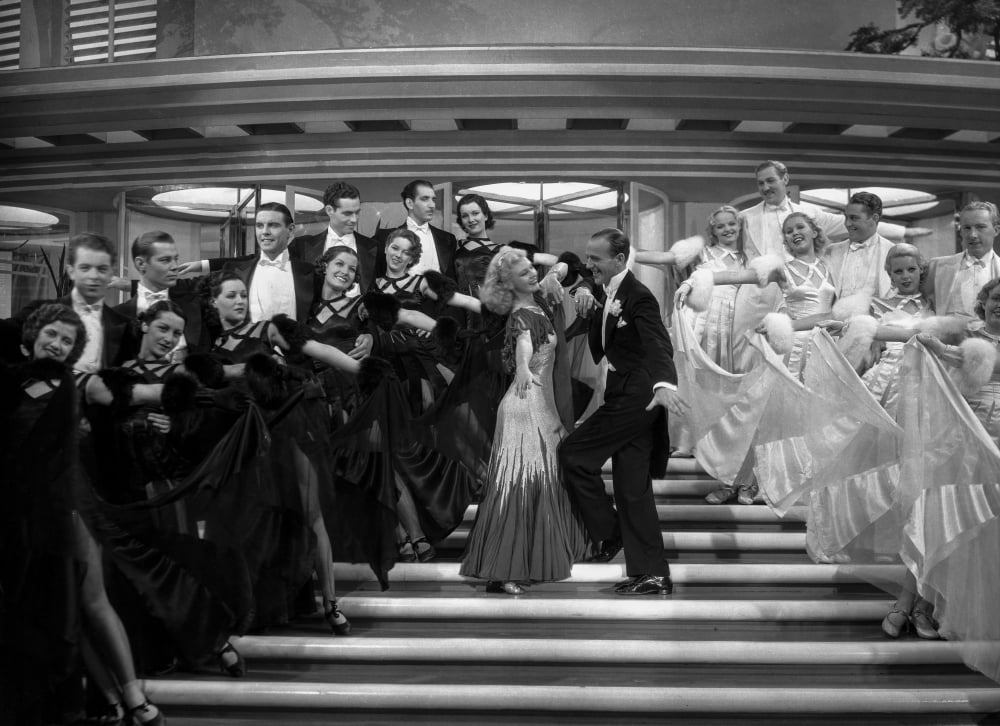Fred Astaire and Ginger Rogers dancing on stairs photo print
