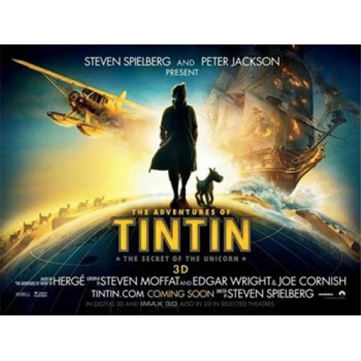 The Adventures of Tintin The Secret of the Unicorn Movie Poster 17x11