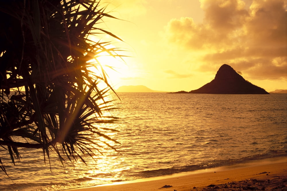 Chinaman's Hat at Sunset in Hawaii Poster Print