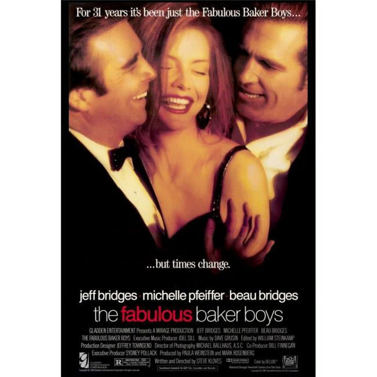 The Fabulous Baker Boys Movie Poster Print featuring Jeff Bridges and Michelle Pfeiffer