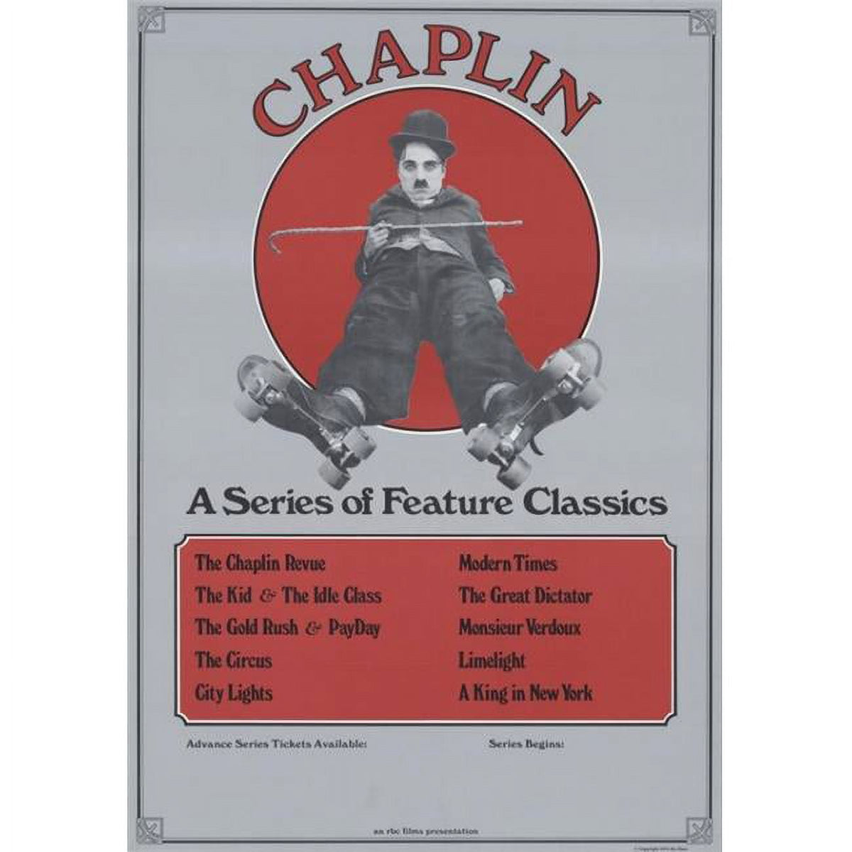 Charlie Chaplin Feature Classics Movie Poster Print 27 x 40