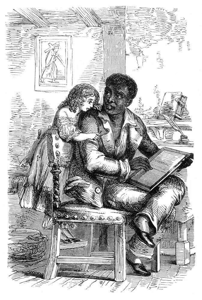 Nuncle Little Eva wood engraving poster print from Uncle Tom's Cabin