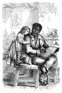 Nuncle Little Eva wood engraving poster print from Uncle Tom's Cabin