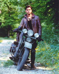 John Stamos Motorcycle Portrait Photo Print in Brown Jacket