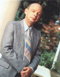 Wallace Shawn portrait photo print in gray striped coat.