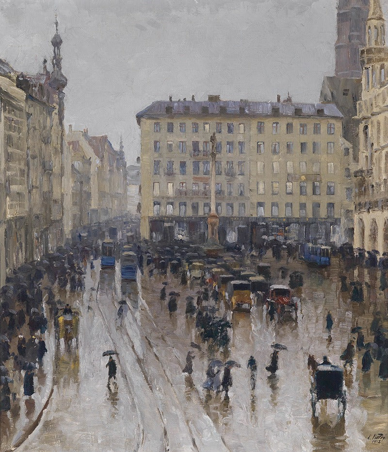 Blick auf den Marienplatz in München (1912) Art Print by Charles Vetter