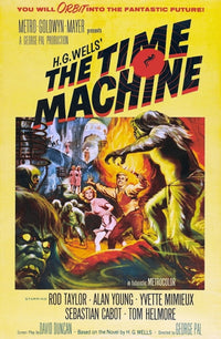 The Time Machine movie poster print featuring Yvette Mimieux and Rod Taylor from 1960.