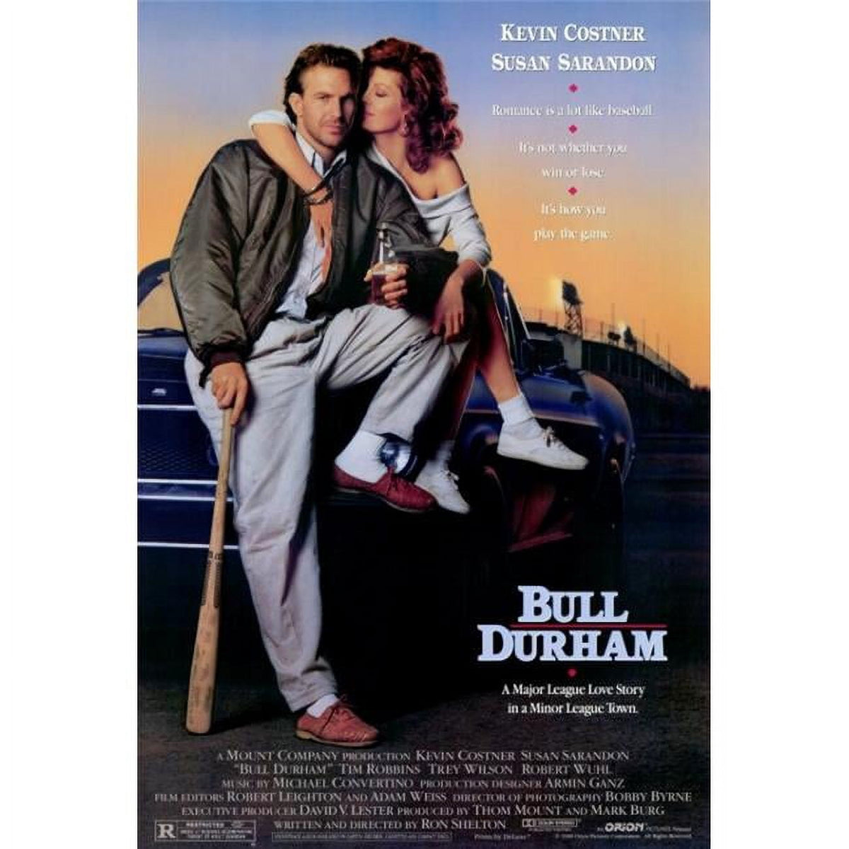 Bull Durham Movie Poster Print 27x40 featuring classic baseball film imagery.
