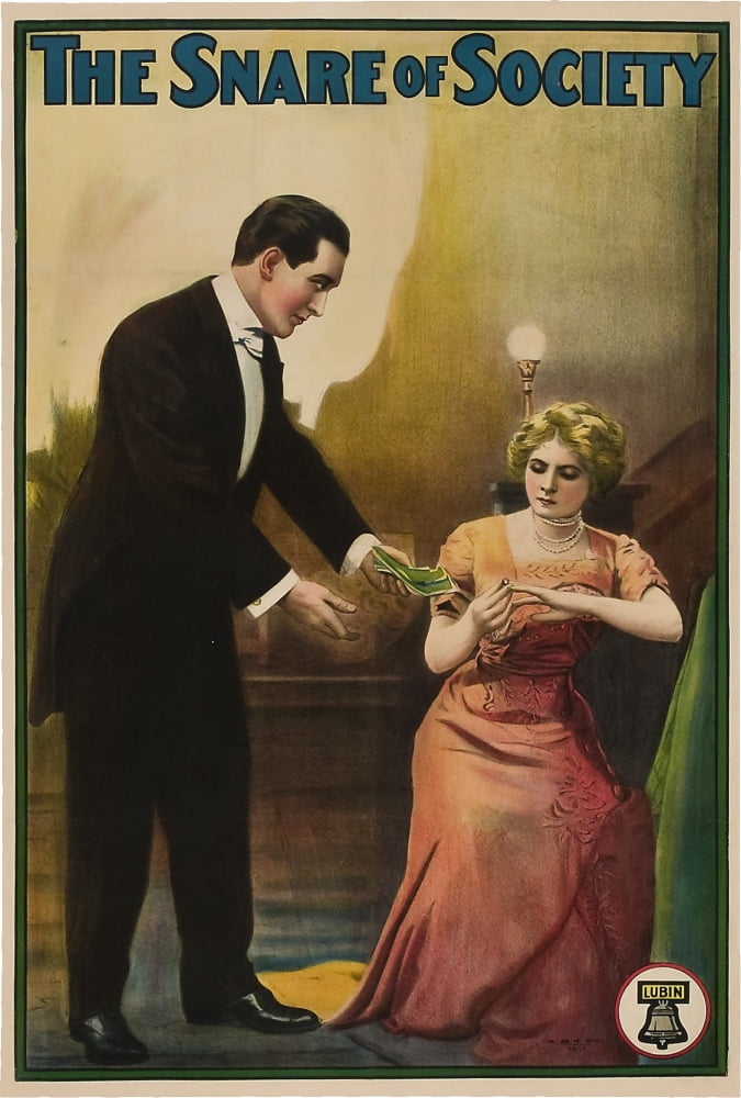 The Snare of Society movie poster featuring Arthur V. Johnson and Florence Lawrence, 11x17 print.