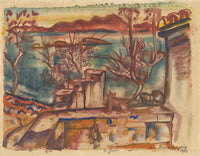 Ibiza Balearic Islands art print by Frances Hodgkins, depicting stunning coastal landscapes.