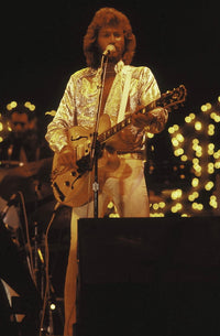 Barry Gibb photo print on stage, vibrant performance capture