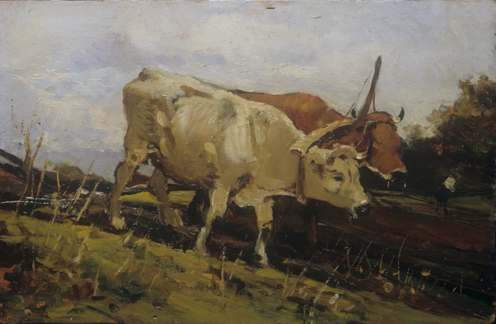 Plowing With Two Oxen (L'Aratura Con Due Buoi) poster print