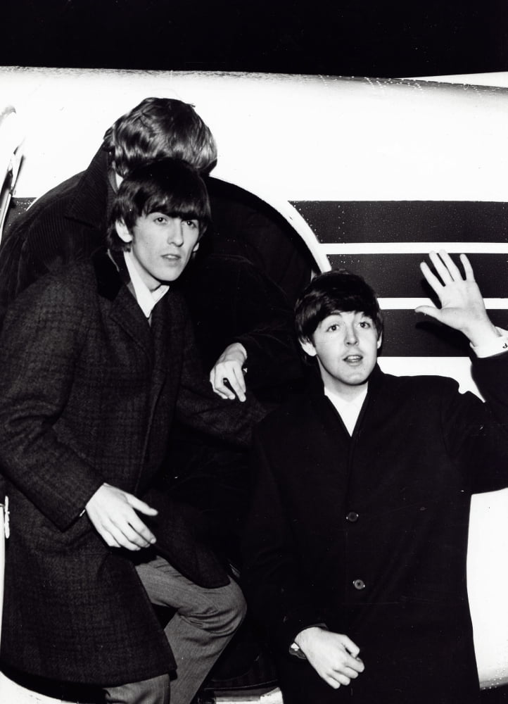 George Harrison and Paul McCartney airport photo print