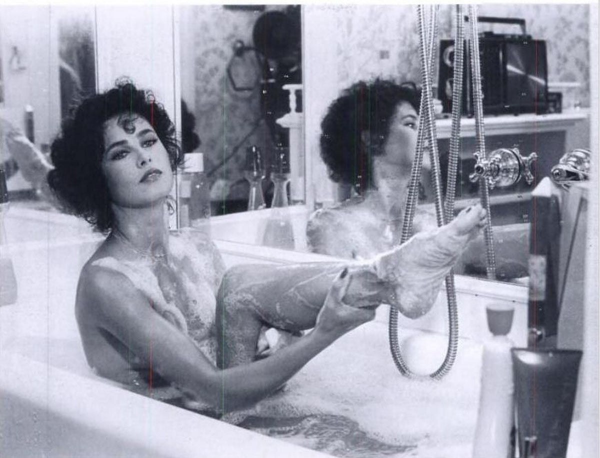 Dayle Haddon Washing Leg in Bath Photo Print - Elegant home decor