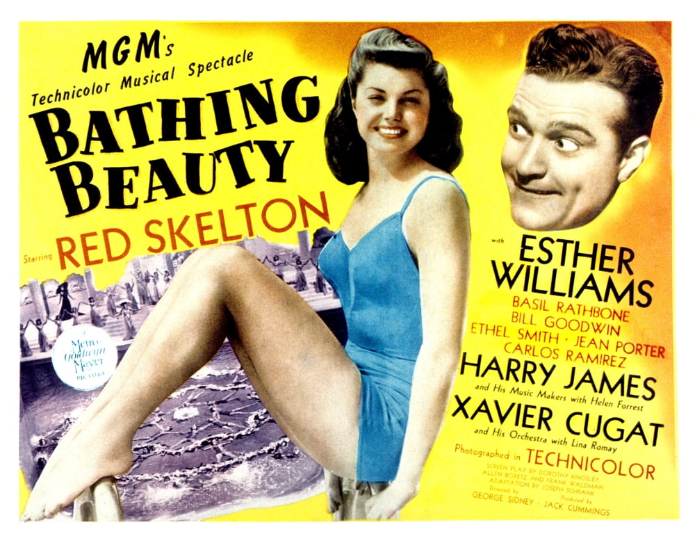 Bathing Beauty Movie Masterprint Poster featuring Esther Williams and Red Skelton, 1944.