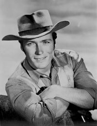 Clint Eastwood smiling in cowboy attire photo print