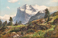 Wetterhorn Mountain Poster Print by Georg Macco showcasing Swiss Alps beauty.