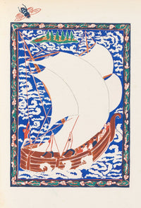Conte de Tsar Saltan art print by Natalia Goncharova featuring vibrant colors and folklore themes.