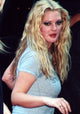 Drew Barrymore looking over shoulder photo print in gray t-shirt