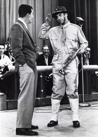 Martin and Lewis with a band vintage photo print, capturing classic entertainment.