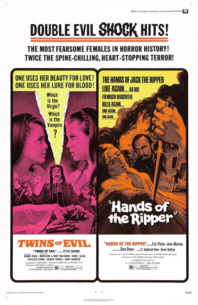 Twins Of Evil Hands Of The Ripper 1971 movie poster print 11x17.