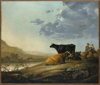 Young Herdsmen with Cows art print by Aelbert Cuyp 18x24