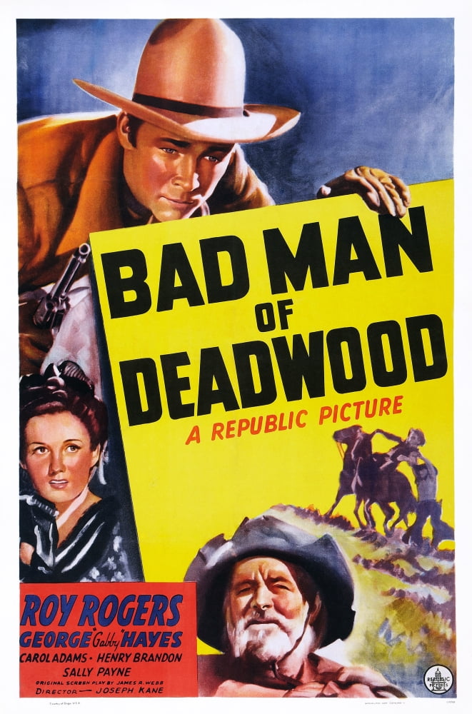 Bad Man of Deadwood 1941 movie poster art print featuring Roy Rogers and Carol Adams.