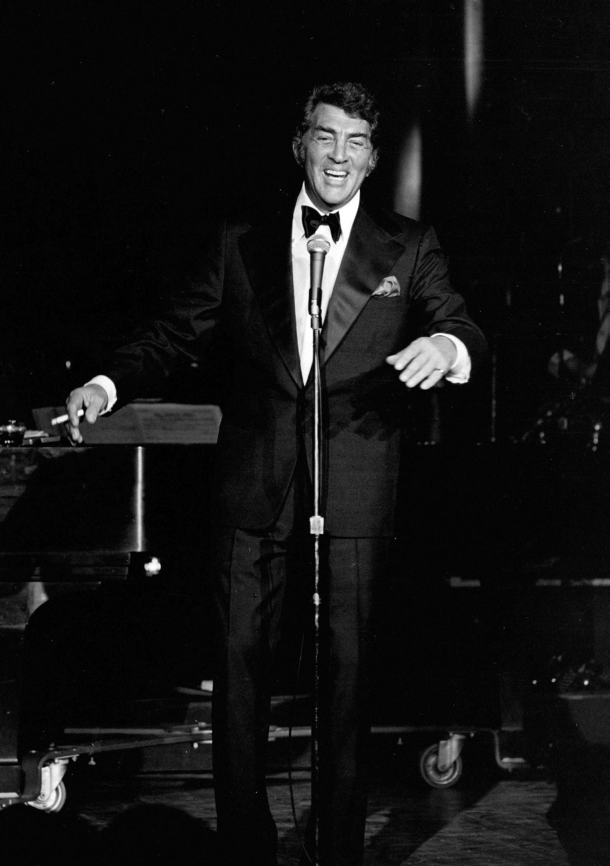 Dean Martin performing photo print showcasing classic music icon.