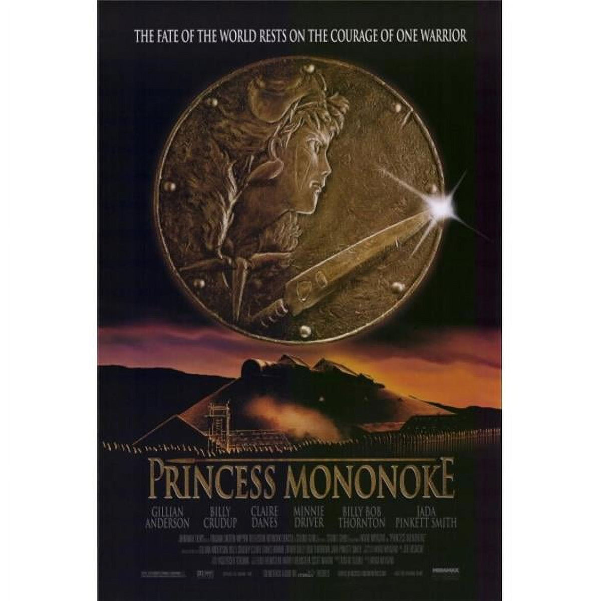 Princess Mononoke movie poster print in vibrant colors, 27x40 inches.