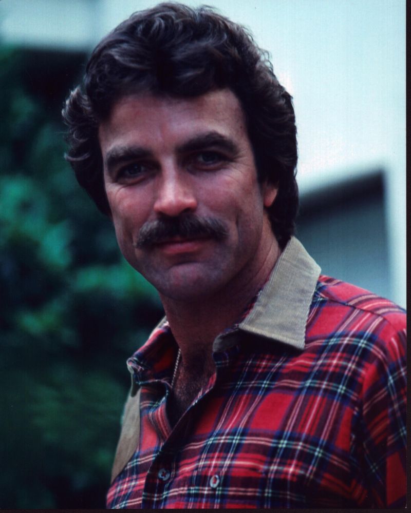 Tom Selleck Close-Up Photo Print in Red Plaid Shirt