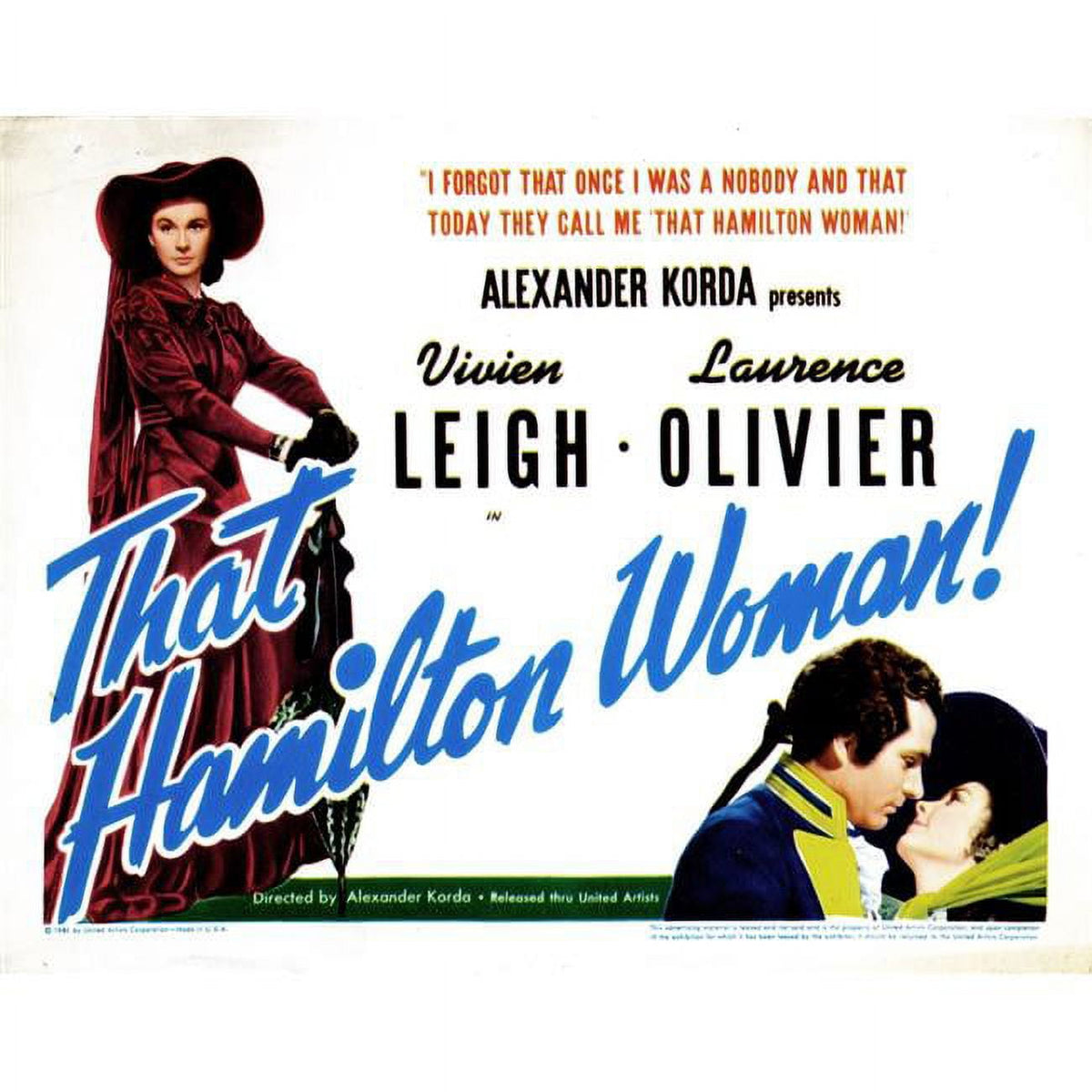 That Hamilton Woman movie masterprint poster featuring Vivien Leigh and Laurence Olivier.