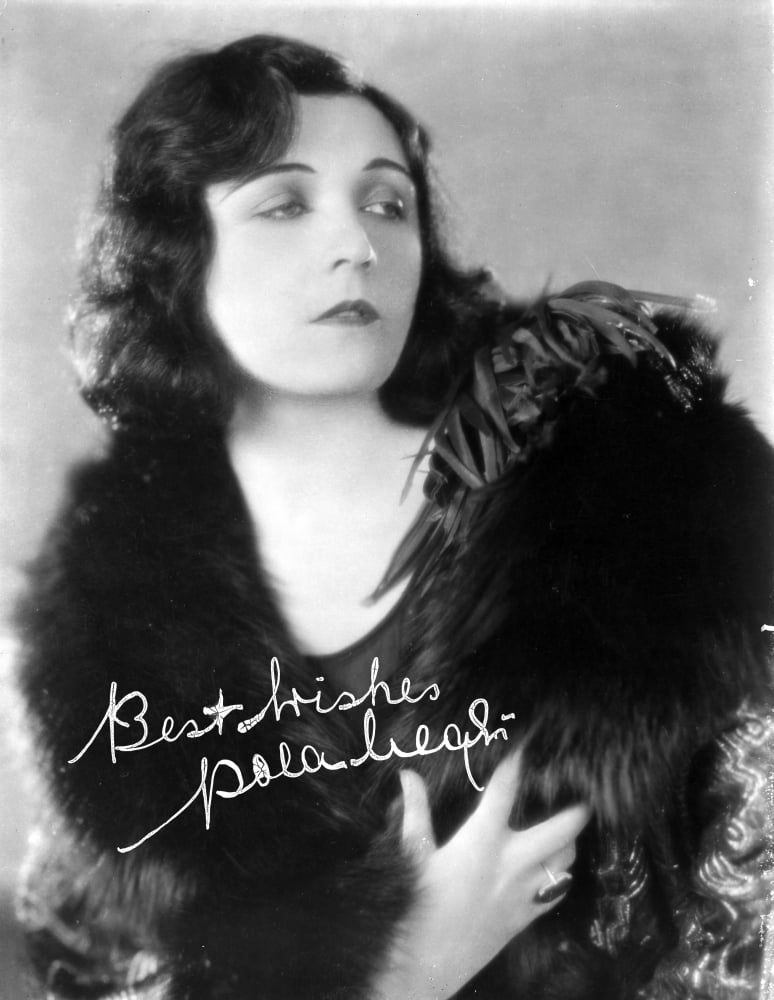 Pola Negri signature photo print in an elegant gown, available in multiple sizes.