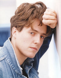 Hugh Grant portrait in denim jacket photo print