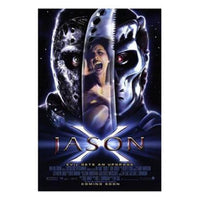 Jason X Movie Poster featuring Jason Voorhees in a horror scene.