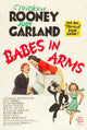 Babes in Arms movie poster featuring Mickey Rooney and Judy Garland, vibrant classic film art.