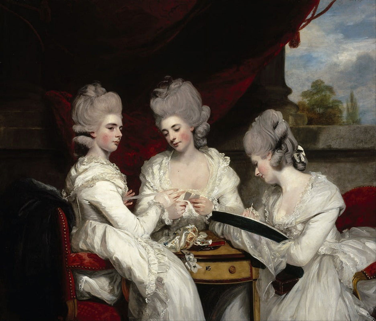 The Ladies Waldegrave art print by Sir Joshua Reynolds, showcasing elegance and charm.