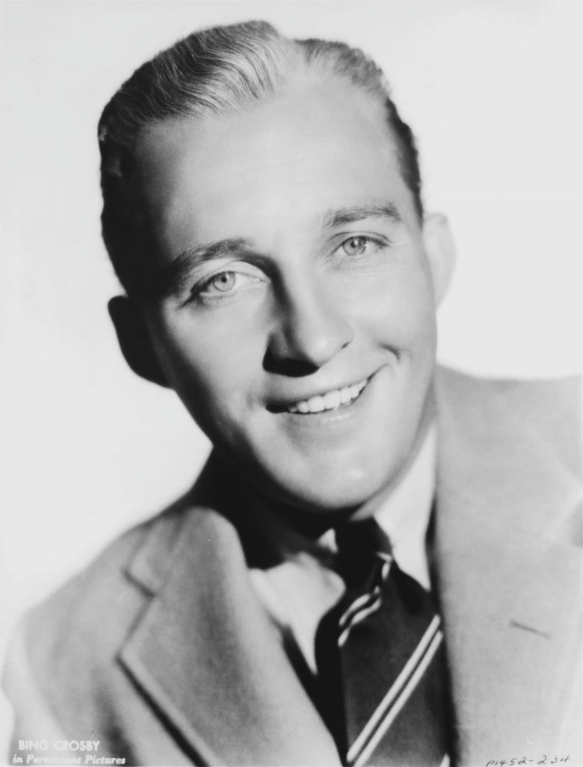 Smiling photo print of Bing Crosby, iconic entertainer.