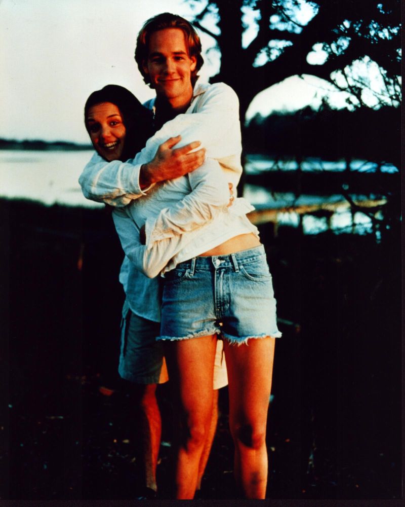 James Van Der Beek and Katie Holmes on set of Dawson's Creek photo print
