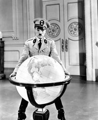 The Great Dictator movie poster print featuring Charlie Chaplin, classic cinema art.