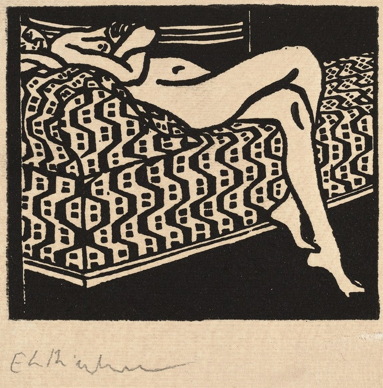 Nude Girl Lying on a Sofa Art Print by Ernst Ludwig Kirchner