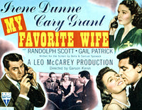 My Favorite Wife movie poster featuring Cary Grant, Irene Dunne, and Randolph Scott.