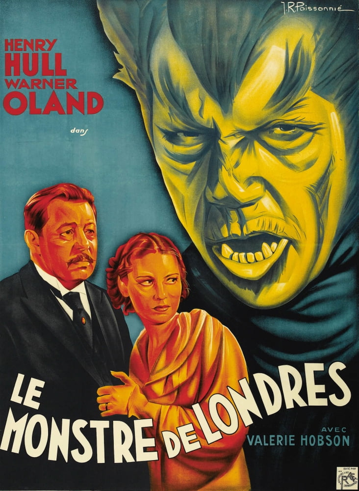 Werewolf of London 1935 movie poster print featuring Warner Oland, Valerie Hobson, and Henry Hull.