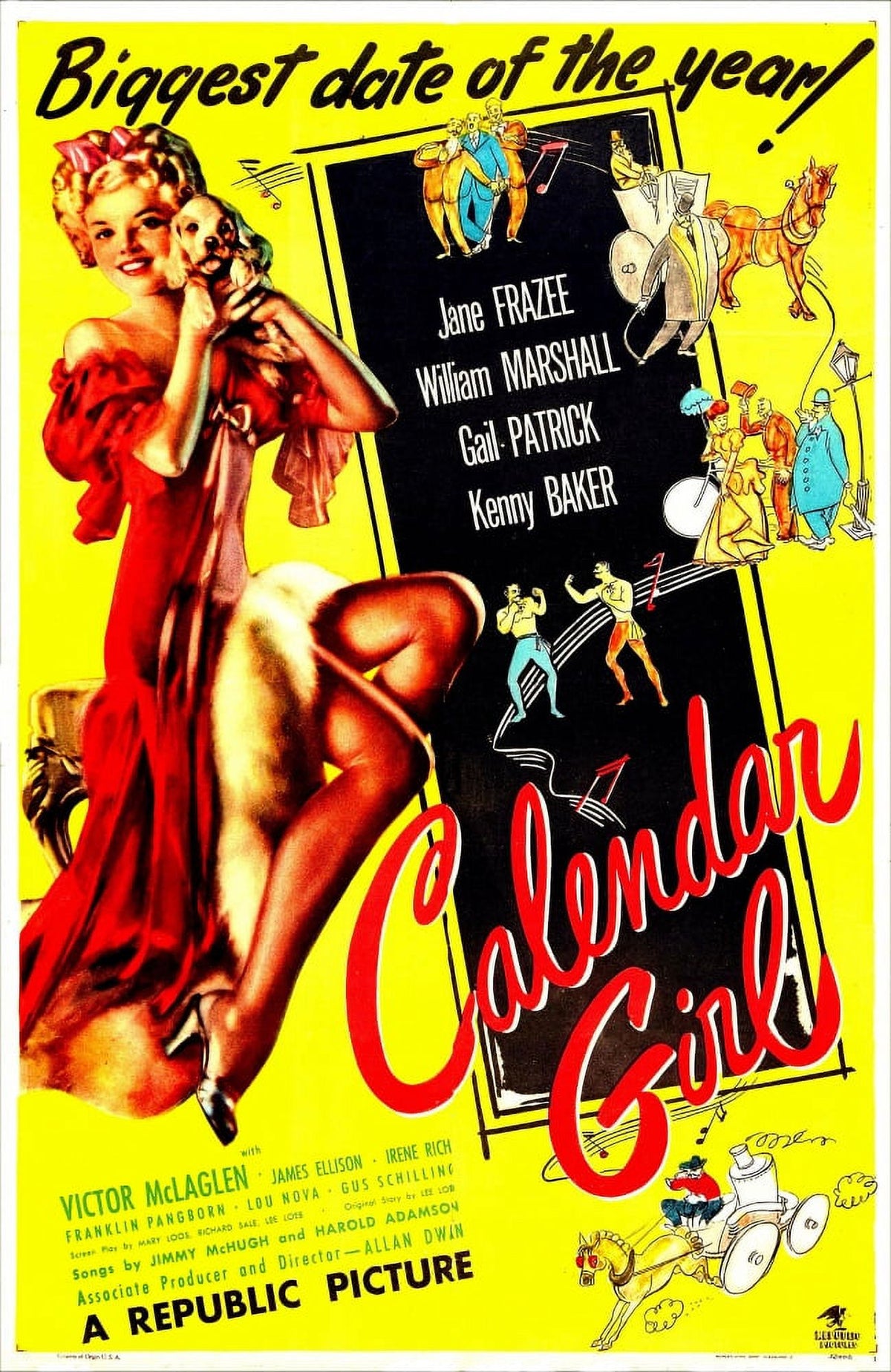 Calendar Girl movie poster print featuring Jane Frazee, 1947.