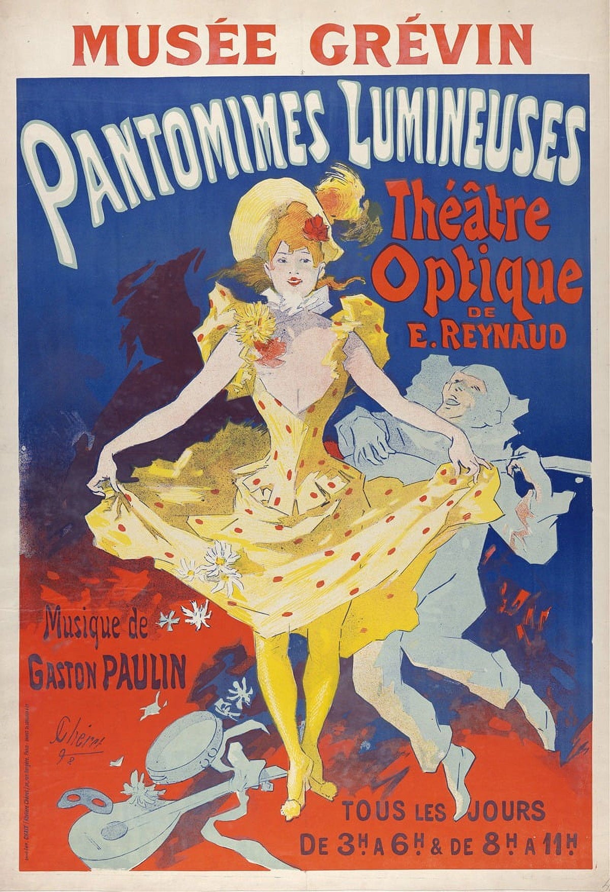 Pantomimes Lumineuses Poster Print by Jules Chéret, 1892, vibrant vintage art.