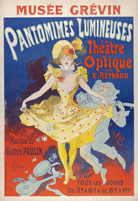 Pantomimes Lumineuses Poster Print by Jules Chéret, 1892, vibrant vintage art.