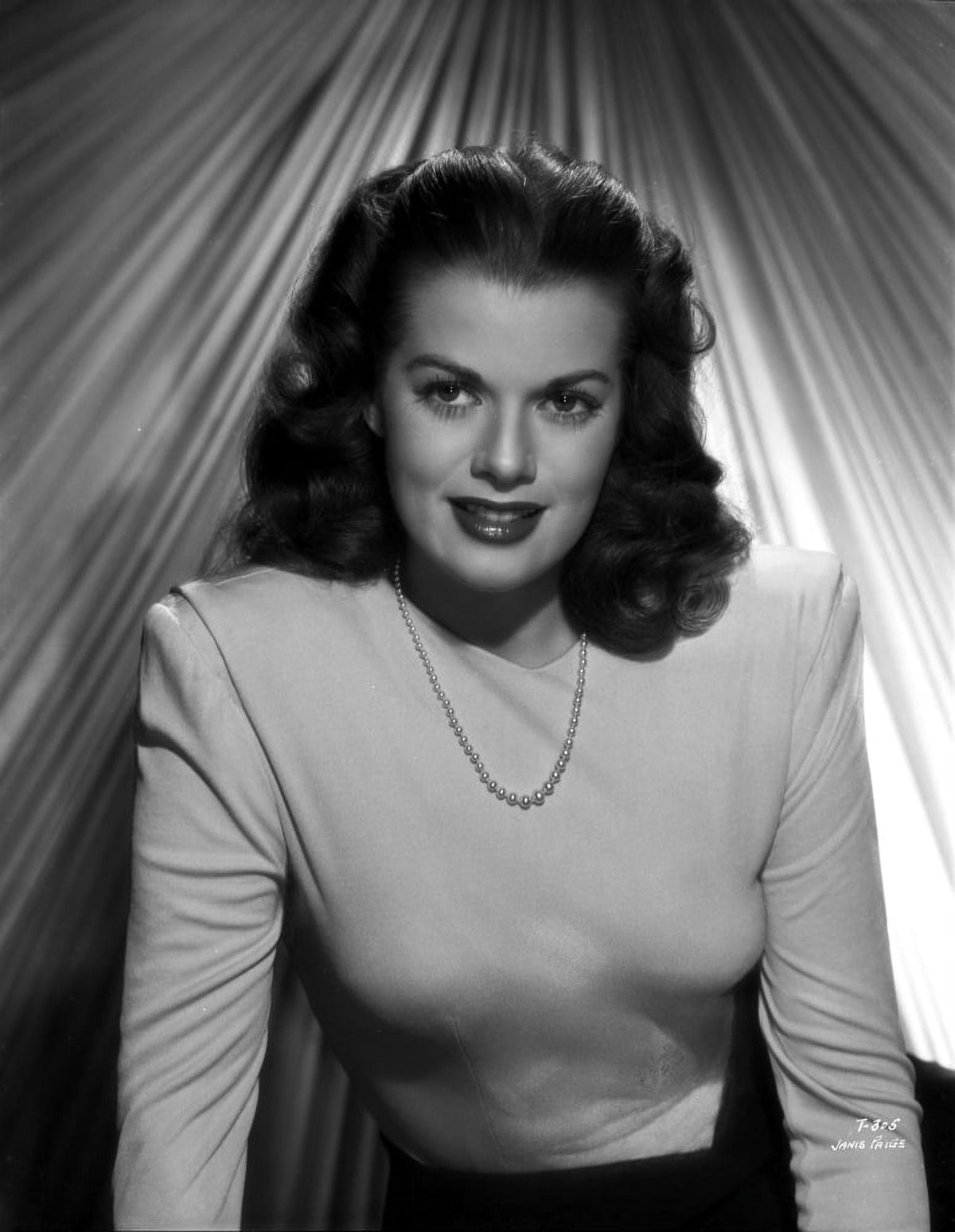 Janis Paige Long Sleeve Top Photo Print featuring classic Hollywood glamour.