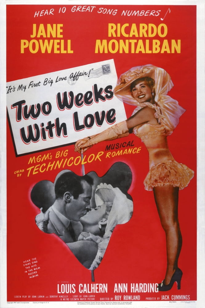 Two Weeks With Love movie poster print featuring Ricardo Montalban and Jane Powell, 1950 Masterprint