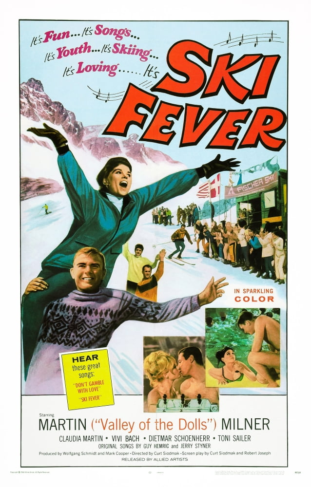 Ski Fever movie masterprint poster by Claudia Martin Milner showcasing skiing excitement