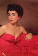 Elizabeth Taylor sitting in a red dress photo print