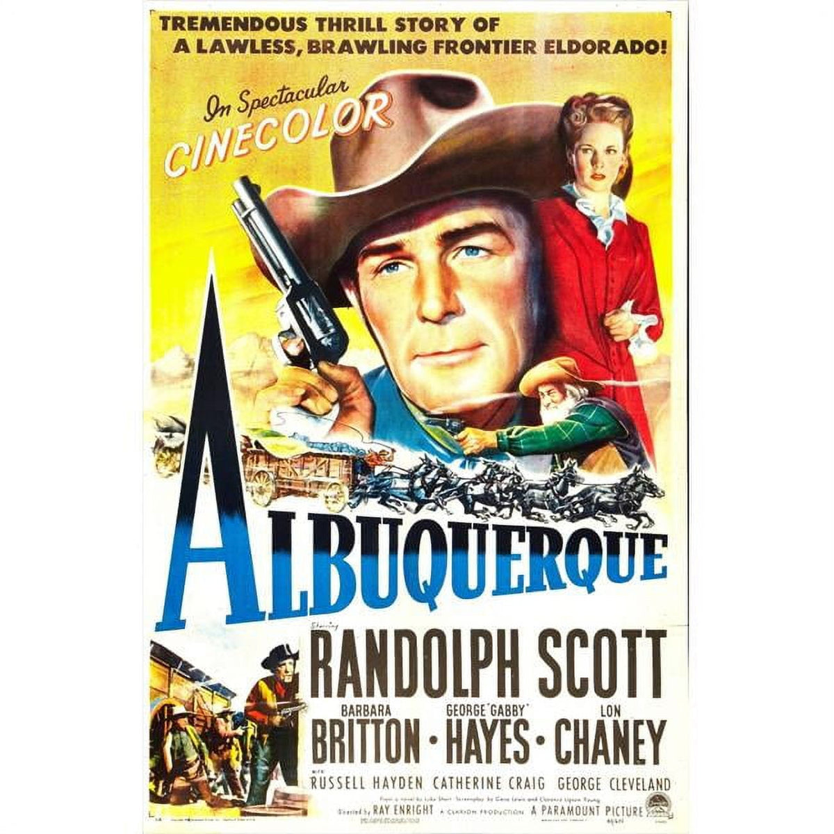 Albuquerque Movie Masterprint Poster featuring Randolph Scott and Barbara Britton